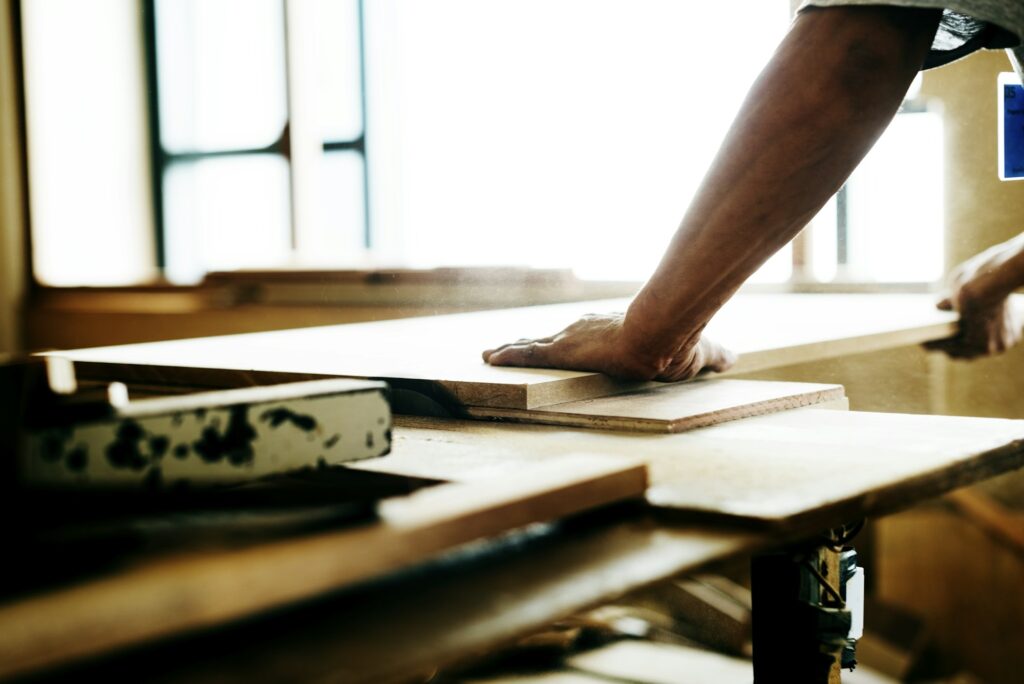 Carpenter working with a wood